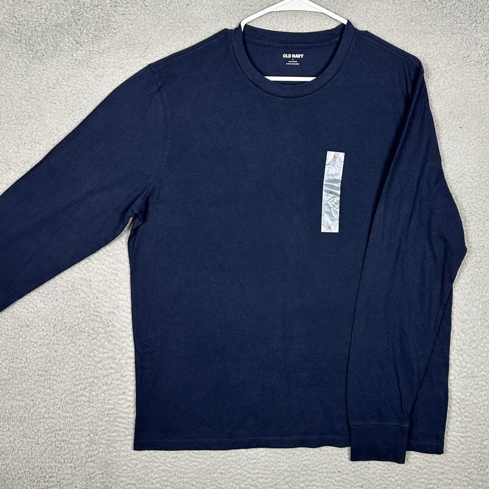 NEW Old Navy T-Shirt Mens Large Soft-Washed Navy Blue Crew Neck Long Sleeve Tee